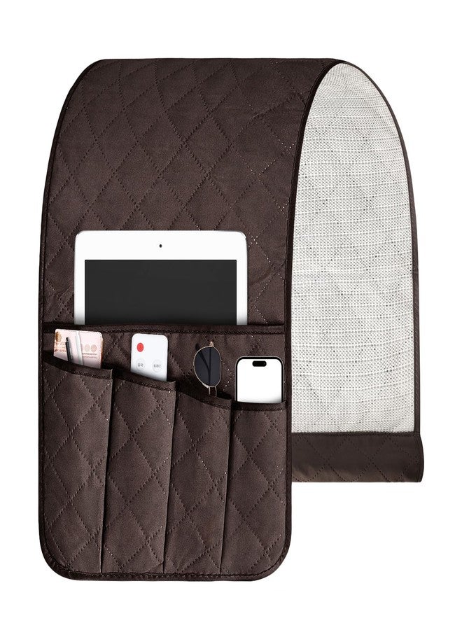 Grekos Sofa Armrest Organizer Remote Holder Bedside Caddy Organizer with 6 pockets, Chair Arm Holder Non-Slip Remote Control Holders Caddy for Magazine Tablet Phone Book - Image 1